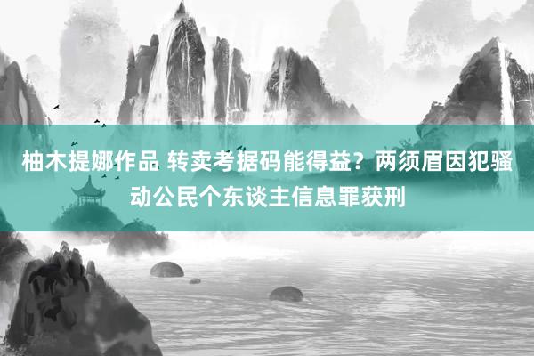 柚木提娜作品 转卖考据码能得益？两须眉因犯骚动公民个东谈主信息罪获刑