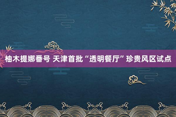 柚木提娜番号 天津首批“透明餐厅”珍贵风区试点