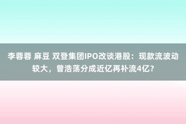 李蓉蓉 麻豆 双登集团IPO改谈港股：现款流波动较大，曾浩荡分成近亿再补流4亿？