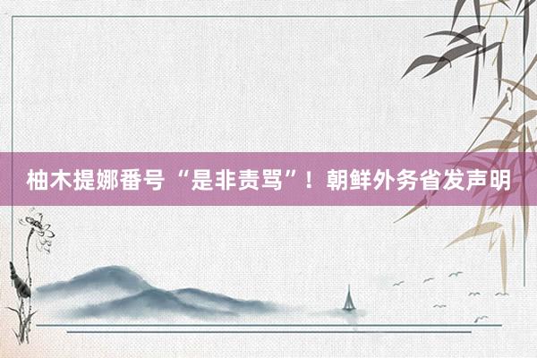柚木提娜番号 “是非责骂”!朝鲜外务省发声明