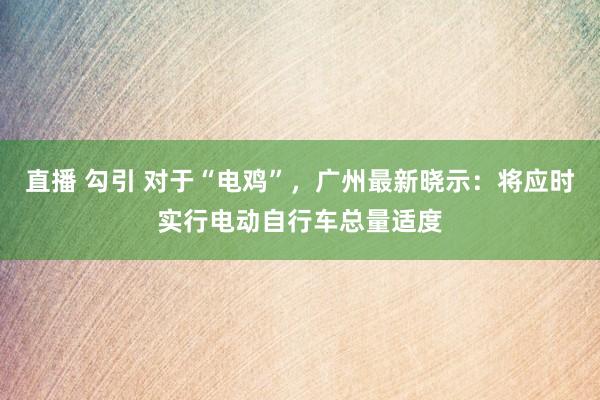 直播 勾引 对于“电鸡”，广州最新晓示：将应时实行电动自行车总量适度