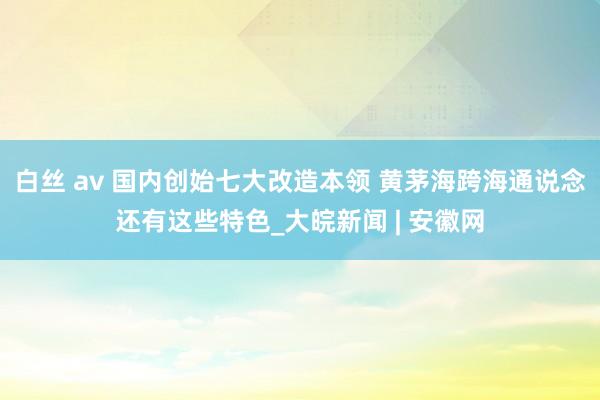 白丝 av 国内创始七大改造本领 黄茅海跨海通说念还有这些特色_大皖新闻 | 安徽网