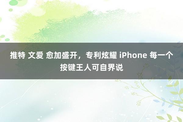 推特 文爱 愈加盛开，专利炫耀 iPhone 每一个按键王人可自界说
