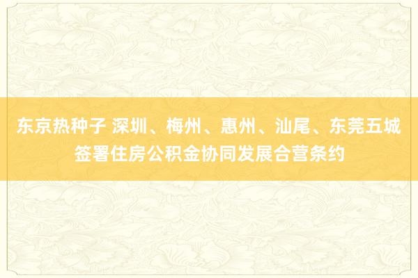 东京热种子 深圳、梅州、惠州、汕尾、东莞五城签署住房公积金协同发展合营条约