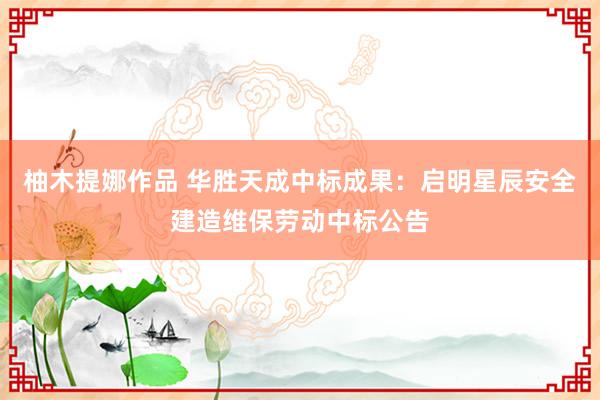 柚木提娜作品 华胜天成中标成果：启明星辰安全建造维保劳动中标公告
