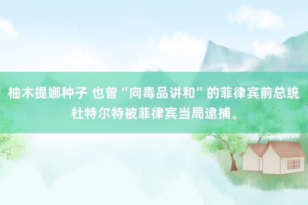 柚木提娜种子 也曾“向毒品讲和”的菲律宾前总统杜特尔特被菲律宾当局逮捕。