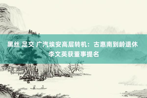 黑丝 足交 广汽埃安高层转机：古惠南到龄退休 李文英获董事提名