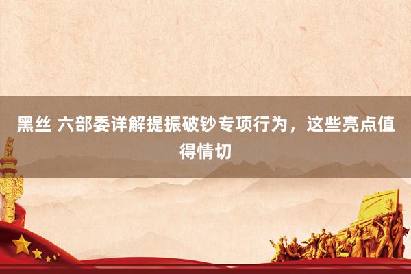 黑丝 六部委详解提振破钞专项行为，这些亮点值得情切