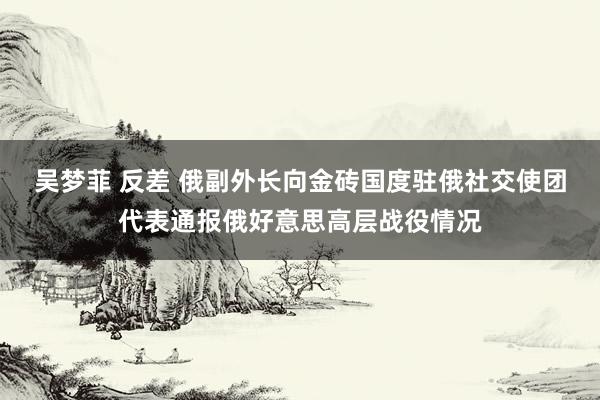 吴梦菲 反差 俄副外长向金砖国度驻俄社交使团代表通报俄好意思高层战役情况
