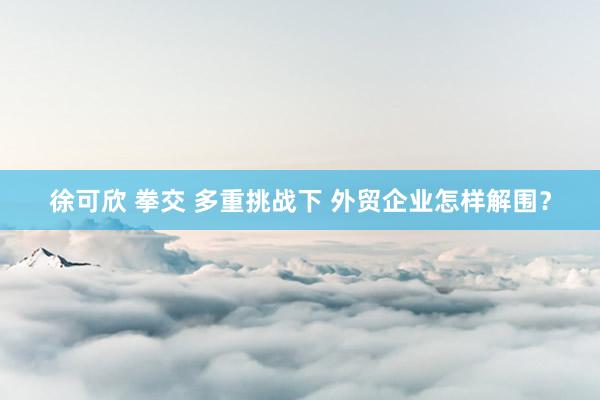 徐可欣 拳交 多重挑战下 外贸企业怎样解围？