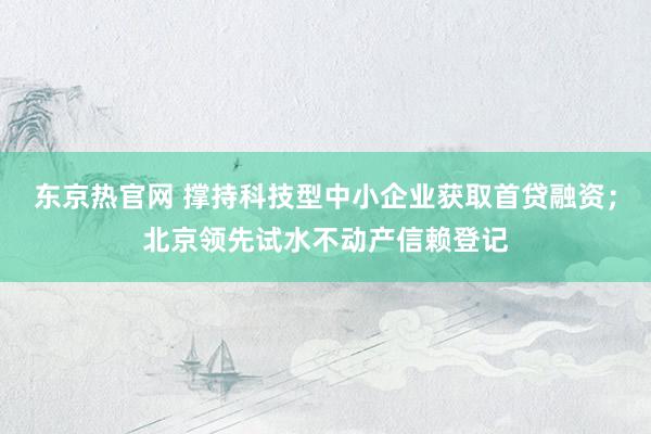 东京热官网 撑持科技型中小企业获取首贷融资；北京领先试水不动产信赖登记