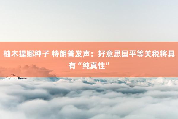 柚木提娜种子 特朗普发声：好意思国平等关税将具有“纯真性”