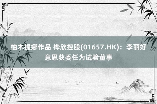 柚木提娜作品 桦欣控股(01657.HK)：李丽好意思获委任为试验董事