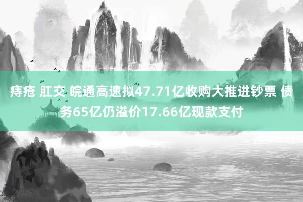 痔疮 肛交 皖通高速拟47.71亿收购大推进钞票 债务65亿仍溢价17.66亿现款支付