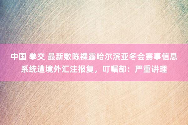 中国 拳交 最新敷陈裸露哈尔滨亚冬会赛事信息系统遭境外汇注报复，叮嘱部：严重讲理
