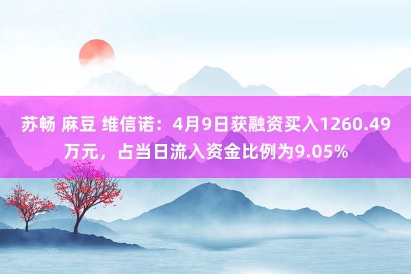 苏畅 麻豆 维信诺：4月9日获融资买入1260.49万元，占当日流入资金比例为9.05%