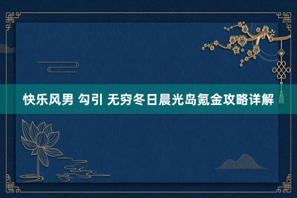 快乐风男 勾引 无穷冬日晨光岛氪金攻略详解