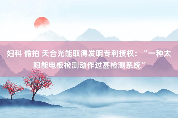 妇科 偷拍 天合光能取得发明专利授权：“一种太阳能电板检测动作过甚检测系统”