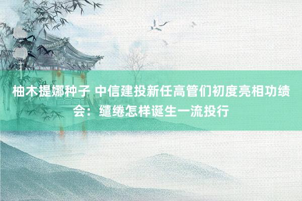 柚木提娜种子 中信建投新任高管们初度亮相功绩会：缱绻怎样诞生一流投行