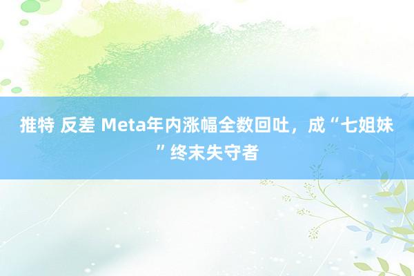 推特 反差 Meta年内涨幅全数回吐，成“七姐妹”终末失守者